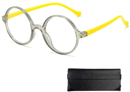 JYSNOW Runde Brille, Brille Rund, Runde Brilles Ohne Stärke, Ausgestattet mit Einem Schwarz Brillenetui Hardcase, für Halloween Weihnachten Karneval und Partys Cosplay