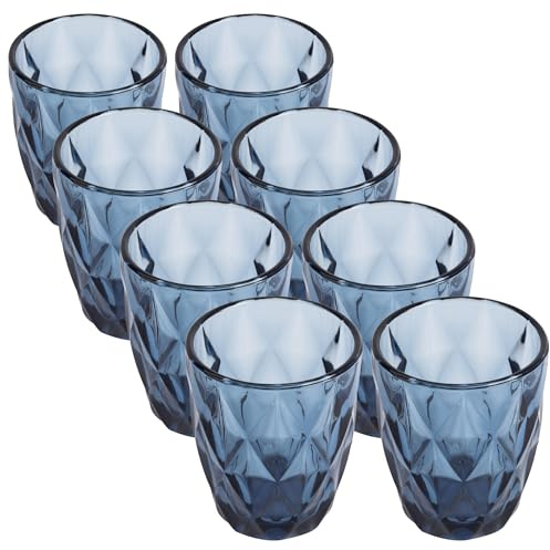 San Ignacio Juego de 8 Vasos de cristal de 260ml Azul