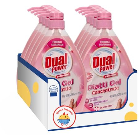 Detergente Piatti Gel Concentrato 1L – Delicato sulle Mani – Variazioni 4/8/12 Pezzi (8)