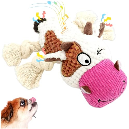 Hundespielzeug Spielzeug Hund Kuscheltier Welpenspielzeug Quietschend Plüsch Hundegeburtstag Hundezubehör Hunde Spielzeug für Welpe Kleine Große Hunde (Kühe)