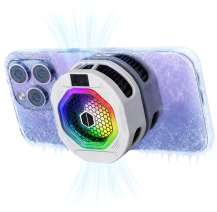 Viridux 2-in-1 Magnetic & Clip-On Phone Cooler | 6CM 24W Cell Phone Cooling Fan Radiator with Smart Temp Control and RGB Light-Ideal for Gaming Live Streaming Video and Vlog