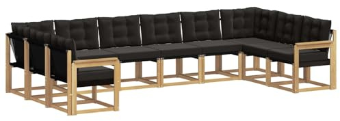 vidaXL Outdoor-Sofagarnitur mit Kissen 10 pcs Weiß und Schwarz, Gartenmöbel, modernes Outdoor-Sofa, bequemes Lounge-Set für Ihre Terrasse, robust und stylisch