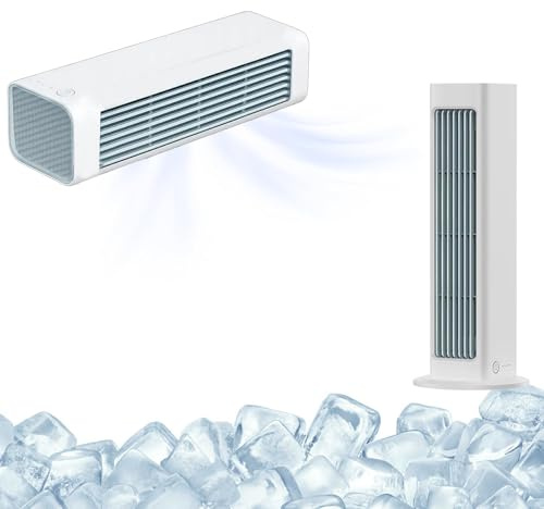 Ventilador de escritorio Qinux Breezamax 2025, ultra silencioso y sin aspas, unidad de refrigeración personal portátil de bajo consumo con batería recargable para el hogar, la oficina, el dormitorio