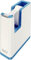 LEITZ WOW Dispenser per nastro adesivo Dual Color, Base Appesantita, Nastro adesivo da 10 mt incluso, Bianco/Blu, 53641036