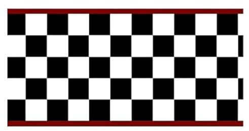 CheckeredWallpaperBorder.com Checkered Flag Cars Nascar Wallpaper Border-6 Inch (Red Edge)