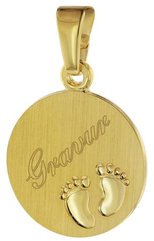trendor Gravur-Anhänger Gold 333 / 8K Gravurplatte mit Babyfüßen inklusive Wunsch-Gravur 08307