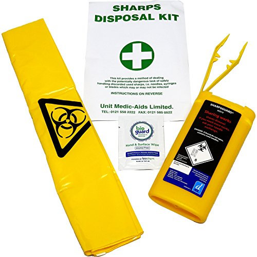 Qualicare Small Bio Hazard Sharps Needle Syringe Bin Box Clean Up Kit - Single Pack