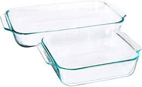 Pyrex SYNCHKG106070 Basics Auflaufformen aus Glas, 3 rechteckige und quadratische Formen, 5,2 cm