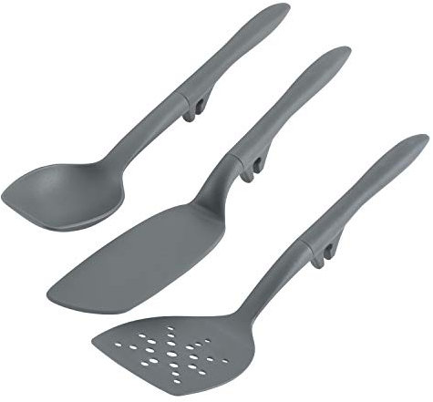 Rachael Ray 47914 3-Piece Lazy Tool Set Nylon Slotted Turner, Gray