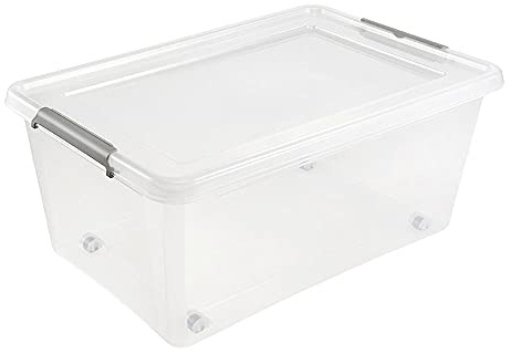 keeeper Aufbewahrungs-/Clipbox lars, 40 l, 58 x 39 x 25, Mit Rollen, Clipdeckel zum Verschließen, Transparent