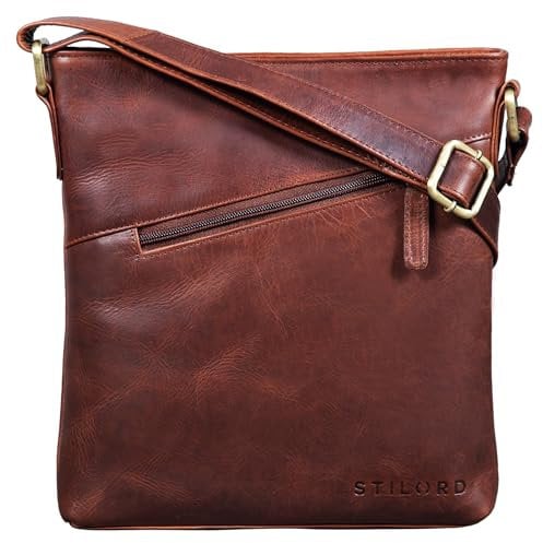 STILORD 'Stella' Vintage Handtasche Damen Leder klein zum Umhängen Schultertasche für Freizeit Shopping Abend Tablettasche Echtleder, Farbe:porto - cognac