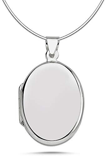 Vinani Medaillon oval glänzend mit Schlangenkette 40 cm 925 Sterling Silber Anhänger 2AMB-S40