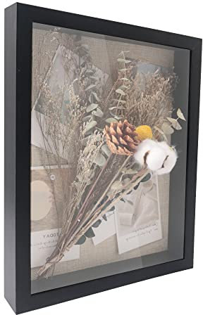 GarduationMall 11x14 3D Black Shadow Box Frame Deep Display Box with Linen Back,Ideal for Memorabilia Pictures Flowers Medals Tickets,Wall Hanging