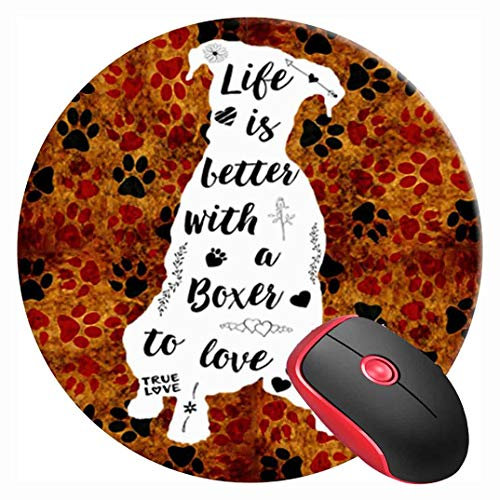 SUFPMP Mauspad, rund, Boxer Dog, rutschfeste Gummiunterseite, für Laptop und Computer
