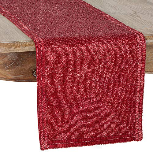 SARO LIFESTYLE Gränna Collection Camino de Mesa con Cuentas Festivas, 100% Cristal, Rojo