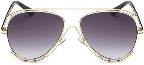 ZYIZEE Sunglasses Pilot Rose Gold Fashion Sunglasses Women Oversized Luxury Double Frame Sun Glasses For Female Silver-gold_gray
