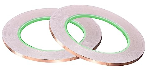 sourcing map 2 Stk. Doppelseitig leitfähig Klebeband Kupferfolienband 4mmx30m/98.4ft für Gitarre, EMI Shielding Crafts, elektrische Reparaturen