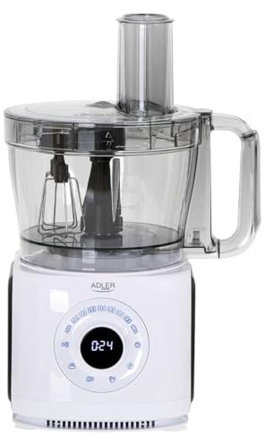 Adler AD4224 Procesador de Alimentos Multifuncional 12 en 1, Amasadora, Batidora, Picadora, Rallador, Molinillo, 7 Velocidades, Accesorios de Acero Inoxidable Aptos para Lavavajillas, 2000W