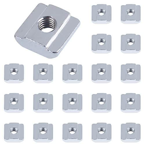 Yeepeo 20 Stück Nutensteine Nut 6 - Typ B, M4 Nutsteine Set T-Nut Kohlenstoffstahl T Nutenstein Set für Aluminiumprofil-Extrusionsschlitz 20-Serie