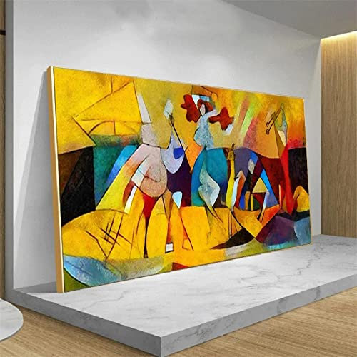 Picasso Pintura Famosa-Por Picasso HD Impresión Abstracta Oro Enmarcado Arte Lienzo Pintura al óleo Cuadros grandes Arte de la pared24x50in/60x126cm