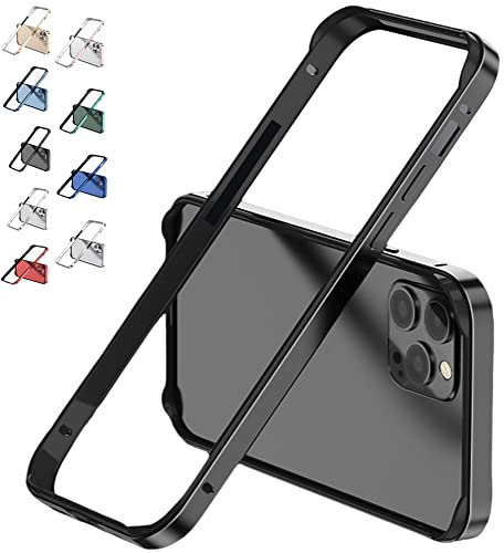 Aluminum Frame Metal Bumper for iPhone 14 Pro Max Case, Slim Metal Bumper Case for iPhone 14 Pro Max/14 Pro, with Soft TPU Inner, Shock Absorbent Protective Cover (iPhone 14,Black)