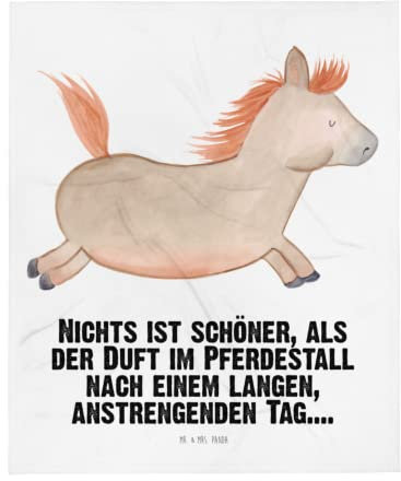 Mr. & Mrs. Panda Wolldecke Pferd Springen - Geschenk, Pferdebesitzer, Tagesdecke, ausreiten, Wohndecke, Pony, Landwirtin, Bauernhof, Pferde,
