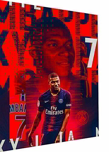Magic Canvas Art - Bilder Sport Fußball Kylian Mbappe Leinwandbild 1- teilig Hochwertiger Kunstdruck modern Wandbilder Wanddekoration Design Wand Bild – A3225, Größe: 60 x 40 cm