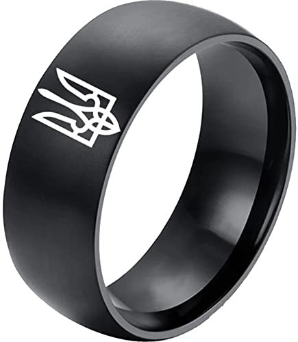 Stakee 8mm Edelstahlring Ukrainisches Nationales Emblem Ring Ukraine Flagge Ring Ukrainische Schmuckgeschenke Für Frauen Männer