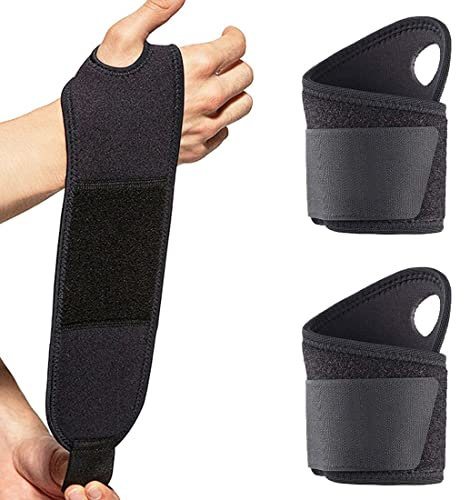 2 Stück Handgelenkbandage Handgelenkstütz mit Klettverschluss für Sport und Alltag Atmungsaktiv Wrist Wrap Bandage Handgelenk für Damen und Herren Schwarz
