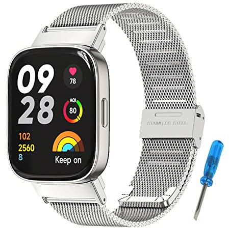 MIJOBS Redmi Watch 3 Correa,Pulsera Acero Inoxidable Metal Replacement Band Compatible para Xiaomi Redmi Watch 3 Correa Pulsera