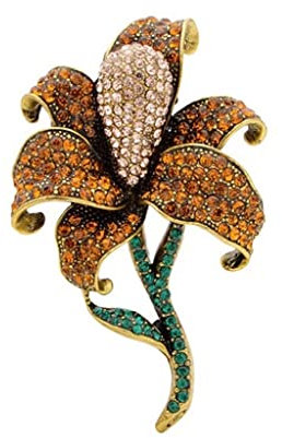 CAZARU Strass-Lilien-Brosche, Retro-Blumenbrosche, Kleid, Mantel, Corsage, Kleidungszubehör