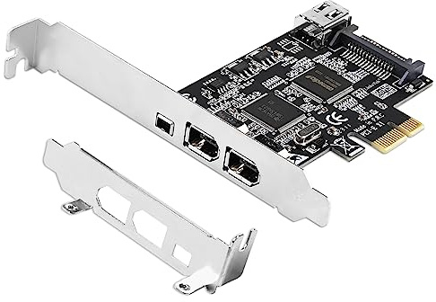 LinksTek 4-Ports PCIE 1394A Firewire 400 Card for Windows OS and MAC OS PCs, TI TSB43AB23, 3X 6Pin and 1X 4Pin 1394A Interface, with 4Pin to 6Pin 1394A Cables and Low Profile Bracket (PCIE-TSB43AB23)