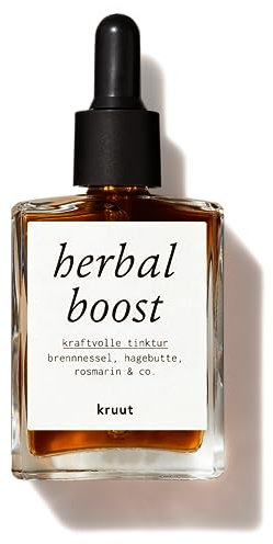 Kruut – Herbal Boost bio 30ml – Wildkräuter Tinktur mit Wilder Dost, Brennnessel, Hagebutte, Rosmarin und Großer Klette aus Bio-Alkohol und -Glycerin