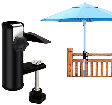 PEUTIER Outdoor Patio Umbrella Clamp, Heavy Metal Umbrella Clip Adjustable Patio Umbrella Holder for Camping Beach Courtyard Balcony Deck Bleachers Boats
