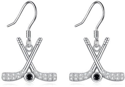 YAFEINI Hockey Ohrringe Geschenke Sterling Silber Eishockey Stick und Ball Ohrringe Hockey Schmuck für Frauen Geschenke