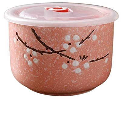 Ensembles d'assiettes et de bols Bol de conservation des couleurs sous glaçure Four à micro-ondes en céramique avec couvercle Bol à soupe aux nouilles instantanées Bol à bento (Couleur : 1450 ml Blue