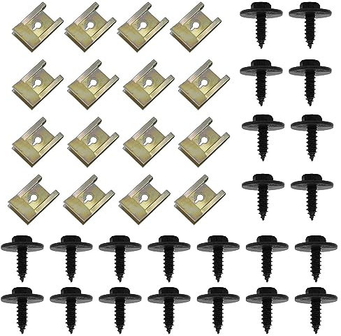 RobLuX 30 Pezzi Vite per Autoveicoli e Auto U-clips Clips Carrozzeria Dadi a U per Auto Clip Viti Carene Bulloni di Fissaggio per Paraurti per Paraurti Auto Interni Porta Auto Pannello Paraurti