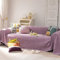 Mesnt Sofabezug 4 Sitzer Big Sofa, Lila Sofaschoner Überwurfdecke Sofaschutz für Katze/Hunde Einfarbig mit Fransen aus Chenille, 180x360cm