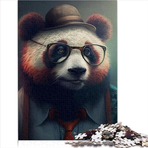 Jigsaw Puzzles Educational Games 1000 Adult Pieces Jigsaw Puzzle Hipster Panda in Clothes for adults 1000 Piece Puzzle Educational Games Funsland Peg (26x38cm)