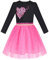 Vestito Bambina Nero Cuore Rosa Lustrino Tulle San Valentino 8 Anni