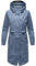 Navahoo Damen Leichter Übergangsmantel Kurzmantel lang mit Verstellbarer Kapuze Silberperlee Dusty Blue Gr. XXL