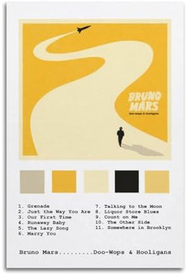 Zamou Bruno Mars Leinwand-Poster, Wandkunst, dekoratives Wohnzimmer-Poster, Schlafzimmer-Poster, 30 x 45 cm, ungerahmter Stil