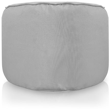 Aiire Sitzhocker Outdoor aus Olefin - Pouf Hocker Rund 45x30 cm - Sitzsack Fußstütze Hochwertiger, Pflegeleichter Sitzpuff - Fußhocker für Wohnzimmer und Schlafzimmer - Sitzpouf Grau