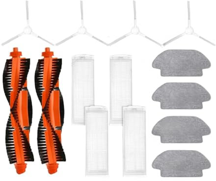Lipski Kompatibel for Xiaomi Mi, Roboter-Staubsauger T12 / S10 / S12 B106GL, Mop 2S / 3C / Mop P/Mop Pro Teile Roller Seitenbürste Filter Mopptuch (Color : Set A)