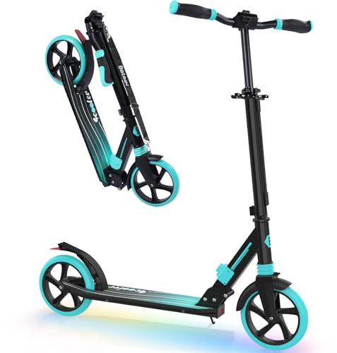 BELEEV V8 Big Wheel Scooter, Cityroller Upgrade mit LED Leuchtenden Lenksäule und Deck, Klappbarer Roller Kinder ab 6 Jahre mit 200mm Große Räder für Kinder, Erwachsene, 4 Höhenverstellbar