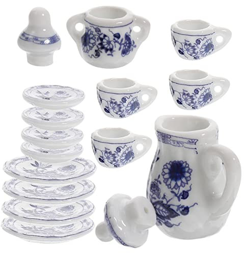 VICASKY 1ensemble Set De Thé Miniature Céramique pour Maison De Poupée Accessoires De Maison Miniature Décoratif Et Pratique pour Créer Une Atmosphère De Vie Modèle Réaliste Et