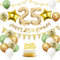 25. Geburtstag Deko Salbeigrüne, Luftballon Deko 25. Geburtstag Frau Mann, Geburtstagsdeko 25 Jahr, Gold Folienballon 25, Grün Weiß Gold Luftballons 25 Jahr mit Banner Tortendeko für Party Dekoration