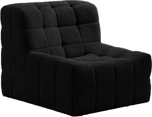 Kaminstuhl, Lazy Floor Sofa, Couch, Eck-Sitzsack Stuhl für Erwachsene, Tatami-Sofa, Eckstuhl, Sofa für Wohnzimmer, Schlafzimmer, Salon, Büro, Schwarz-1