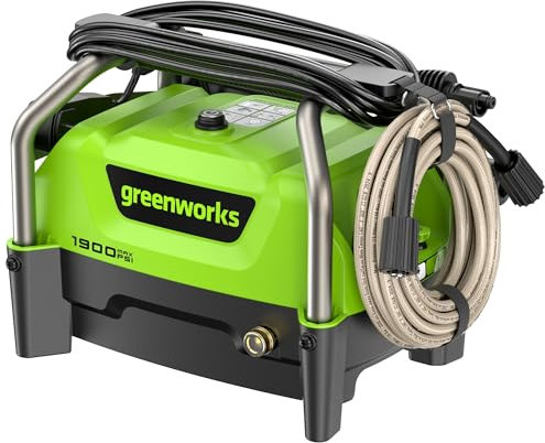 Greenworks 1900 PSI (SGS Certified) 1.2 GPM 13 Amp Compact Portable Electric Pressure Washer for Cars, Driveways, Patios, Patio Furniture and Pools Around