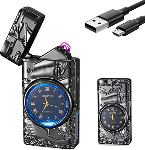 SKRFIRE Personalisierbares USB Elektro-Feuerzeugs - Aufladbares Lichtbogenfeuerzeug, Metall Sturmfeuerzeug mit Gravur und Segelschiff-Motiv, Geeignet für Camping und Reisen (Schwarz-Segelboot)